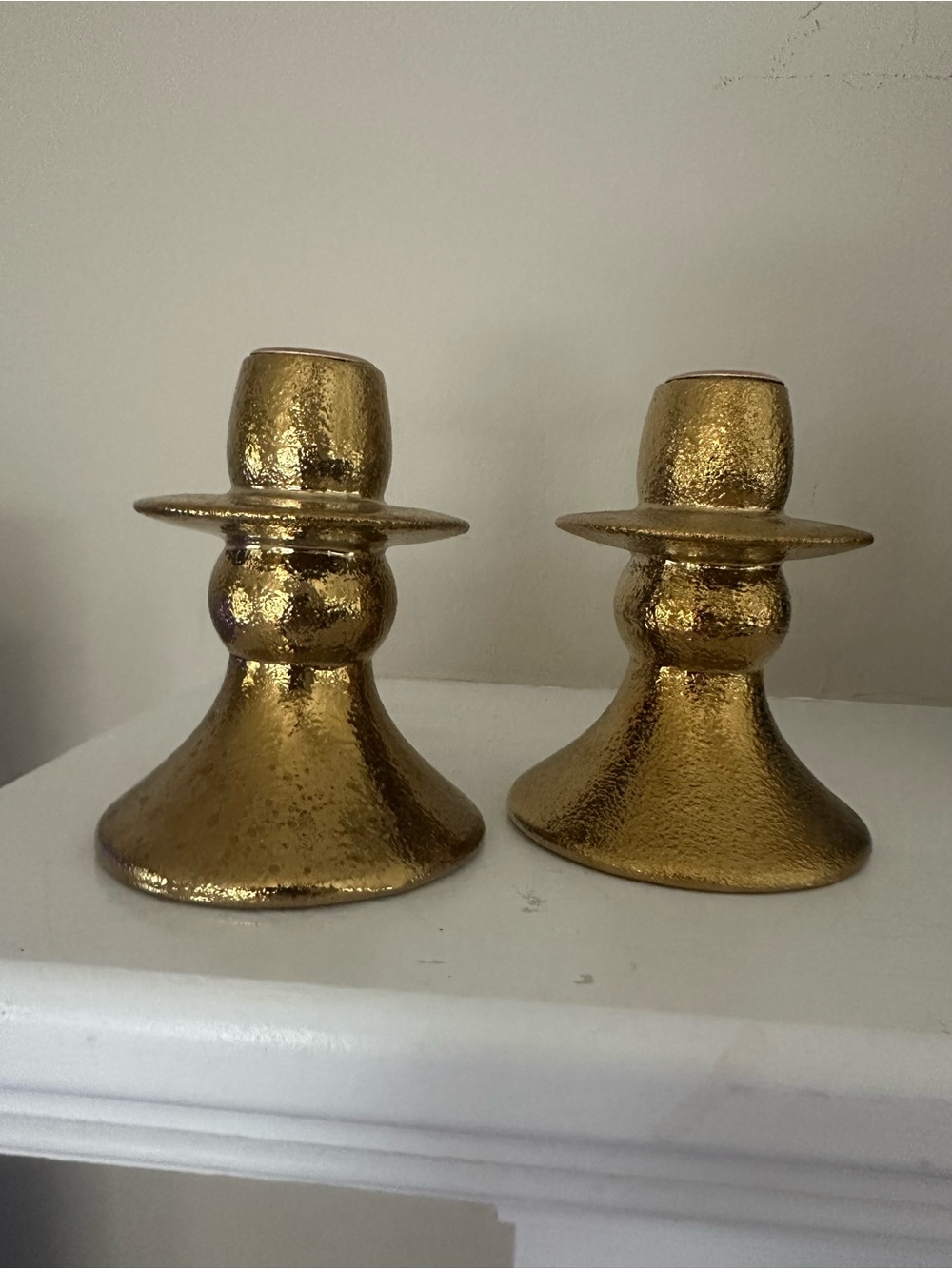 Gold Candlestick Pair - Decorative Home Accent